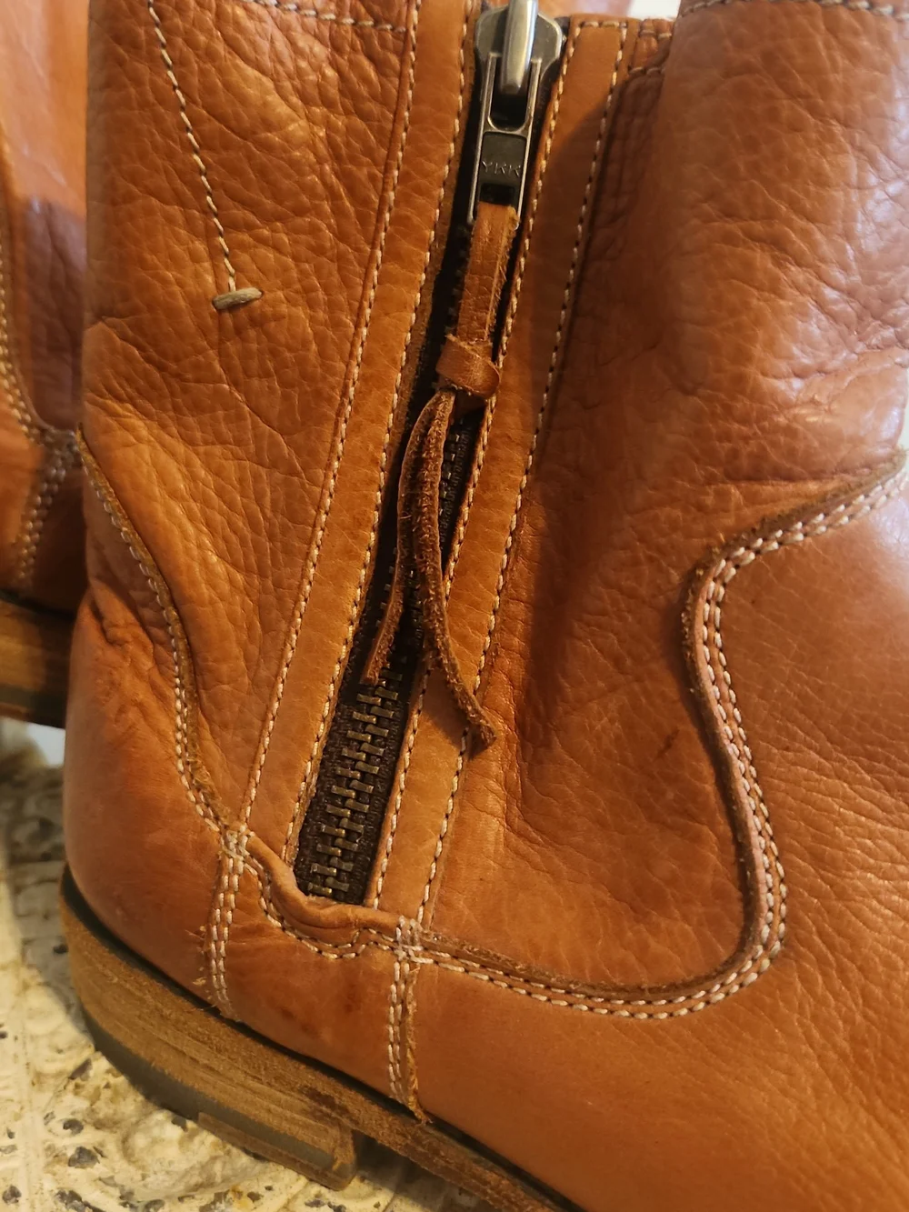 Blackstone Brown Leather Zip Ankle Boots